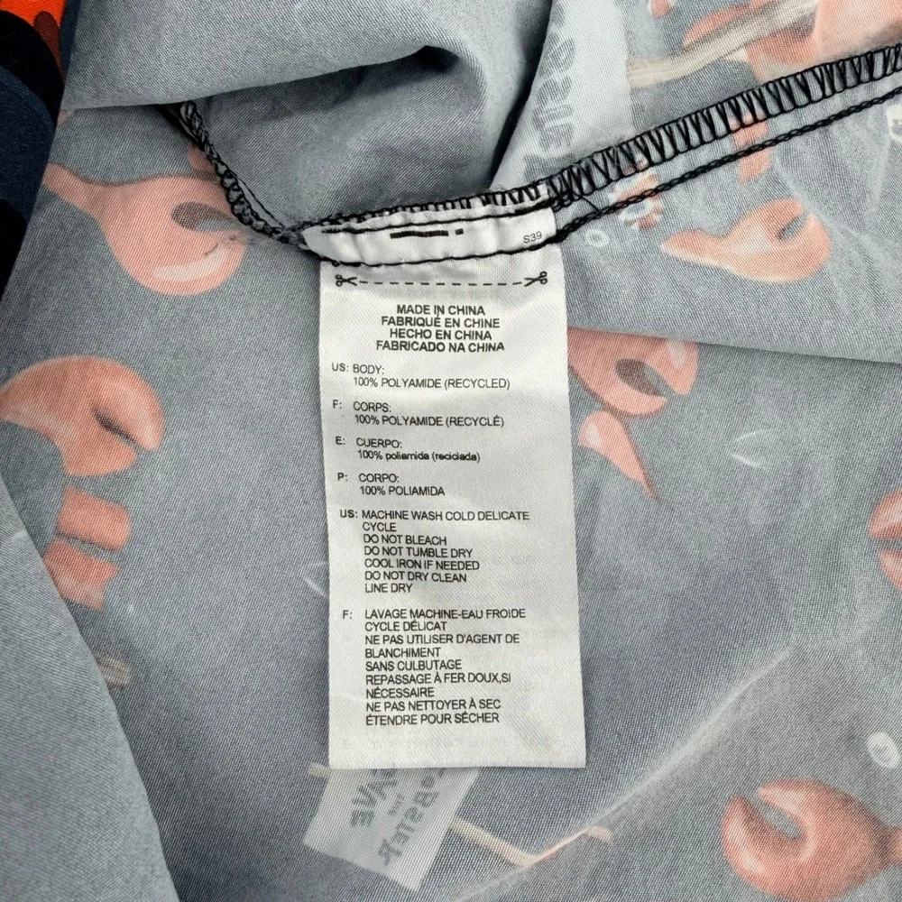 Adidas Philip Colbert‎ Save the Lobster Button Up Shirt Graphic Pop Art XS Black